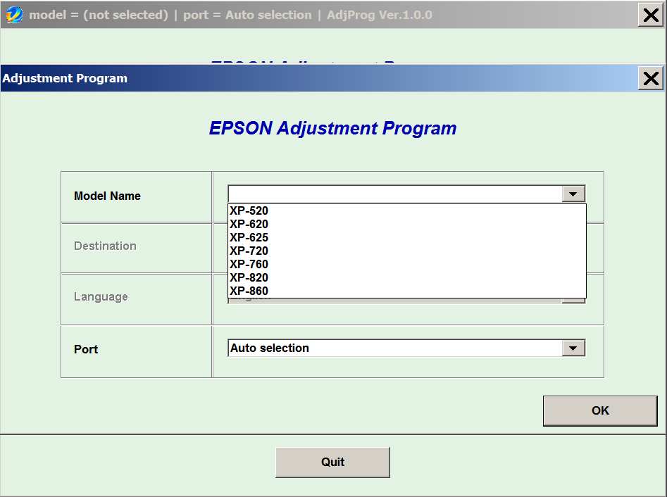 Epson Xp520/Xp620/Xp620/Xp720/Xp760/Xp820/Xp860 Adjustment ...
