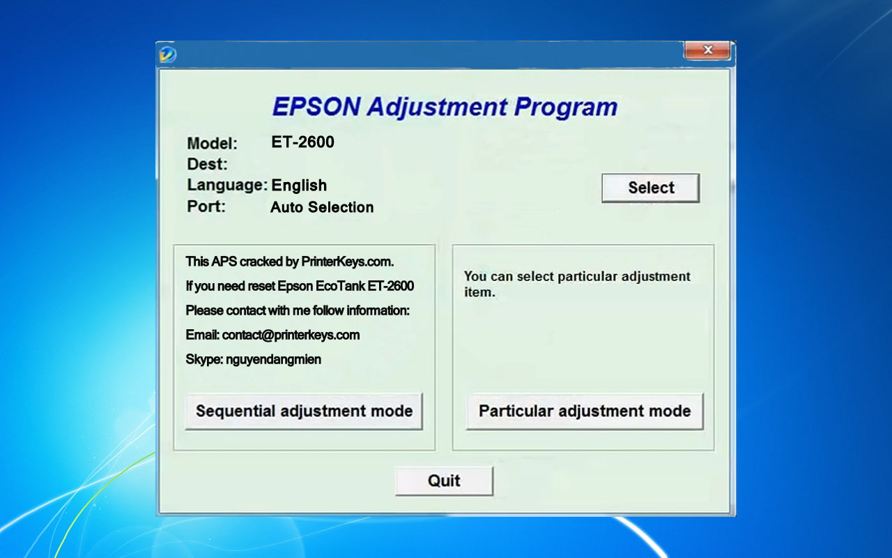 Epson ET 2600 Adjustment Program Epson Adjustment Program