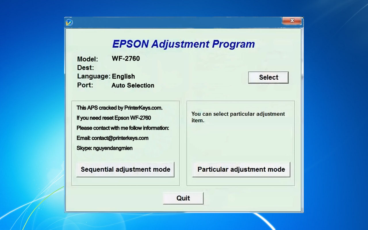 Epson adjustment program reset l220