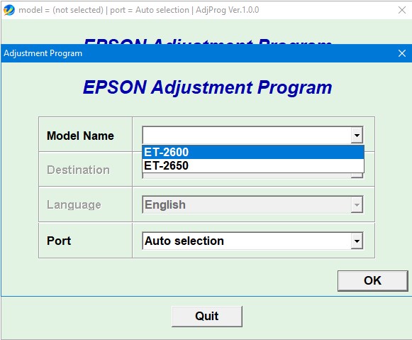 Epson ET-2600 Adjustment