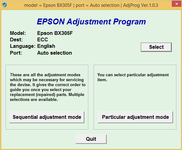 Epson BX-305FW Adjustment