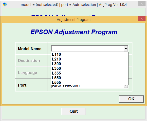 Epson L110.L210.L300.L350.L355.L550.L555 Adjustment Program