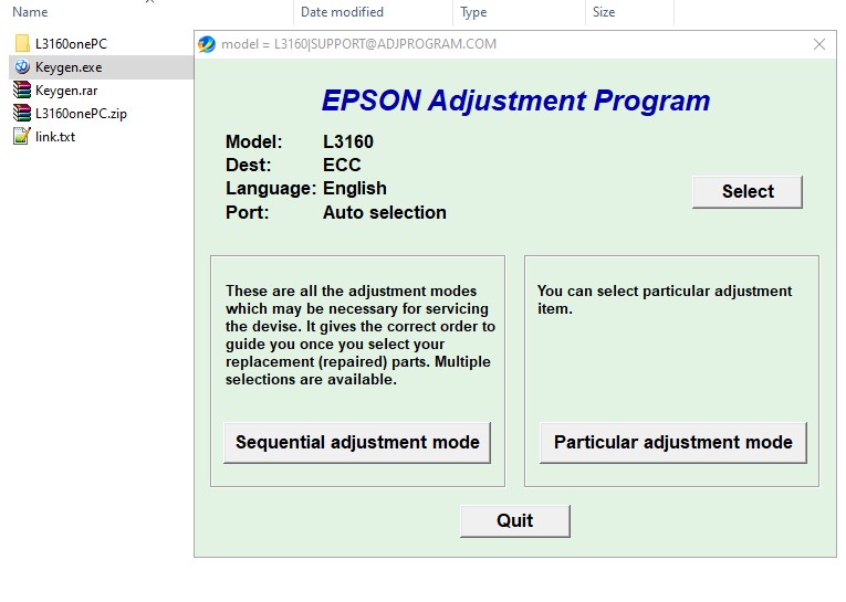 Epson L3160 Adjustment Program
