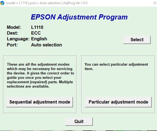 Epson L1110 Adjustment Program