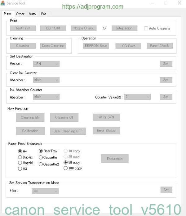 Canon Service Tool V5610 – Canon Maintenance Utility