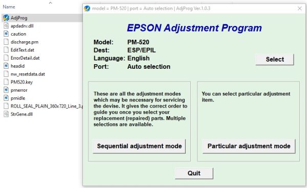 Epson PM 520 Adjustment Program