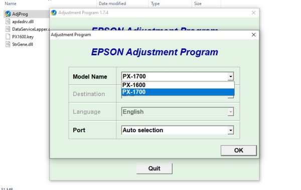 Epson PX 1600F,PX 1700F Adjustment Program Trial Serial Key