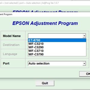 Epson WF-C5210, WF-C5290, WF-C5710, WF-C5790, ET-8700 Adjustment Program Trial Serial Key