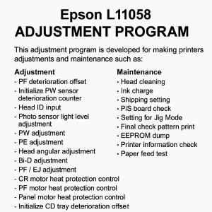 Epson L11058 ADJUSTMENT PROGRAM