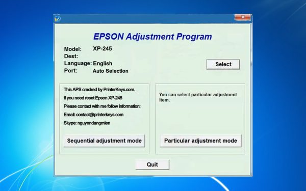 Epson XP245 Adjustment Program Trial Serial Key
