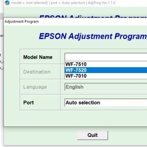 Epson WF-7010, WF-7510, WF-7520 Adjustment Program Trial Serial Key