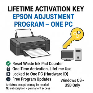 Lifetime Activation Key for Epson Adjustment Program – One PC