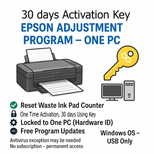30 Days Activation Key for Epson Adjustment Program – One PC