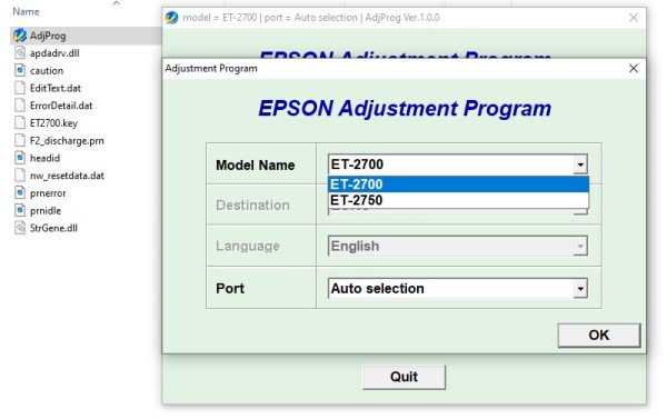 Epson ET-2700, ET-2750 Adjustment Program Trial Serial Key