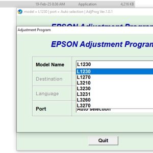 Epson L1230, L1270, L3210, L3230, L3231, L3260, L3270, L3280, L5310 Adjustment Program Trial Serial Key