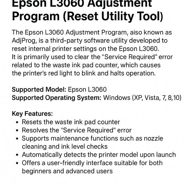 Epson L3060 Adjustment Program