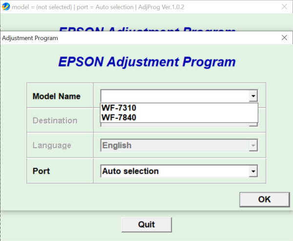 Epson WF-7310, WF-7840 Adjustment Program