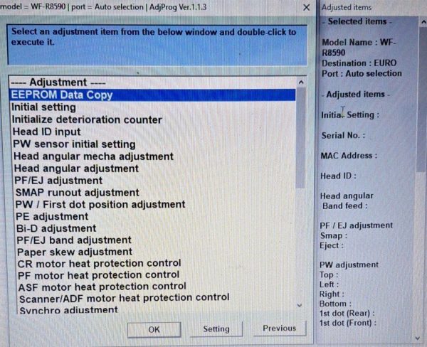 Epson WF-R8590 Service Adjustment Program