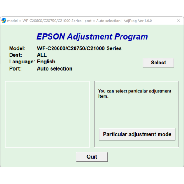 Epson WF-C21000, WF-C20600, WF-C20750 ADJUSTMENT PROGRAM