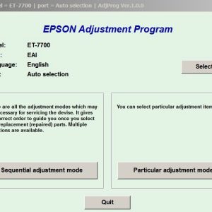 Epson ET-7700 Adjustment Program (EAI) Ver.1.0.0