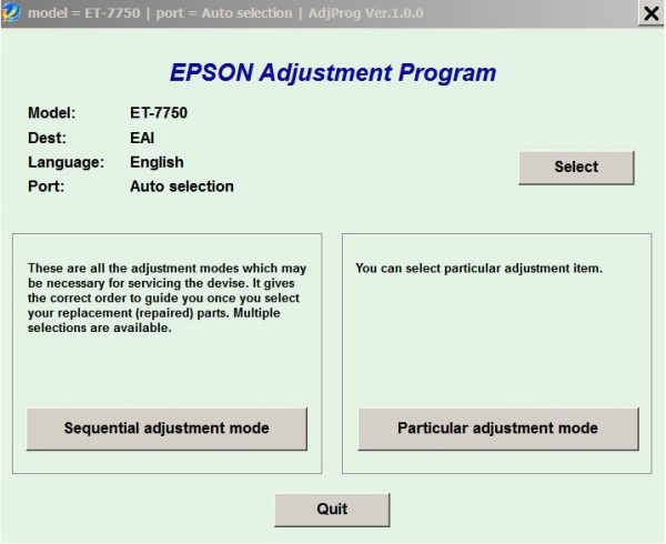 Epson ET-7750 ADJUSTMENT PROGRAM