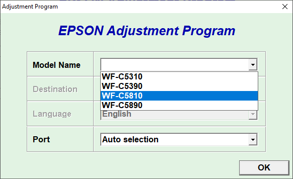 Epson WF-C5310, WF-C5390, WF-C5810, WF-C5890 Service Adjustment Program