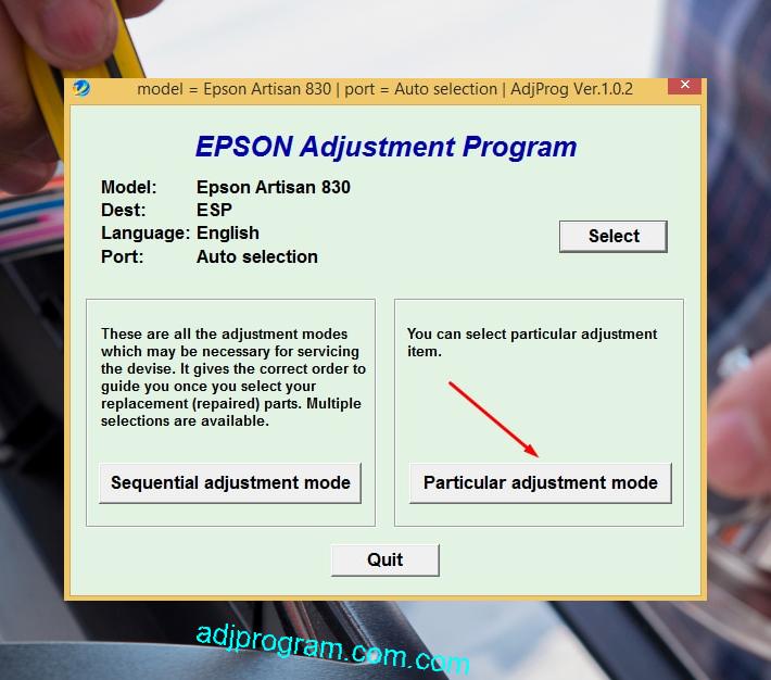 Epson Artisan 830 Adjustment Program