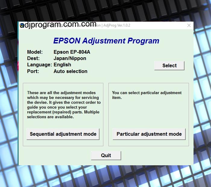 Epson EP 804 Adjustment Program