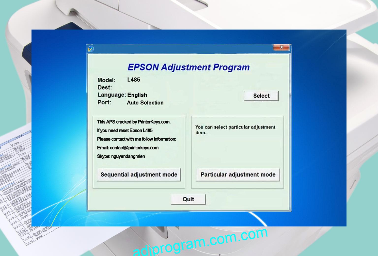 Epson L485 Adjustment Program