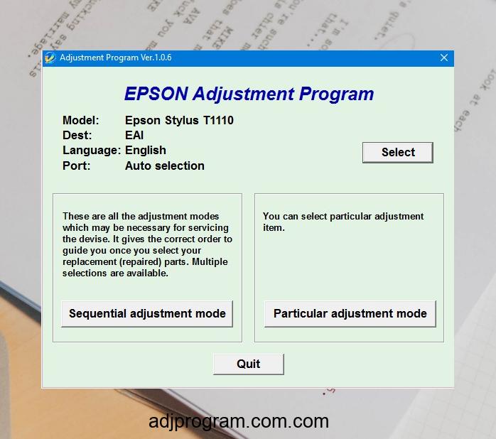 Epson T1110 Adjustment Program