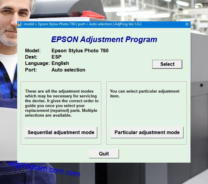 Epson T60 Adjustment Program