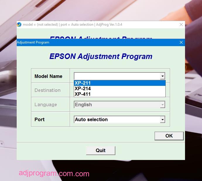 Epson XP 211 Adjustment Program