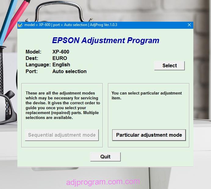 Epson XP 600 Adjustment Program