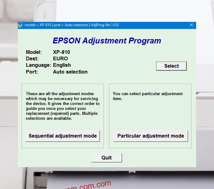 Epson XP 810 Adjustment Program