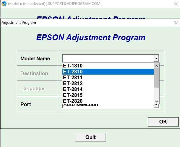 Epson ET-2810 Adjustment Program