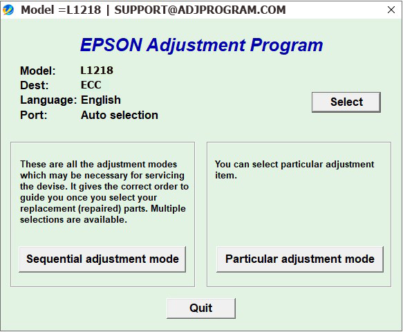 Epson L1218 Adjustment Program