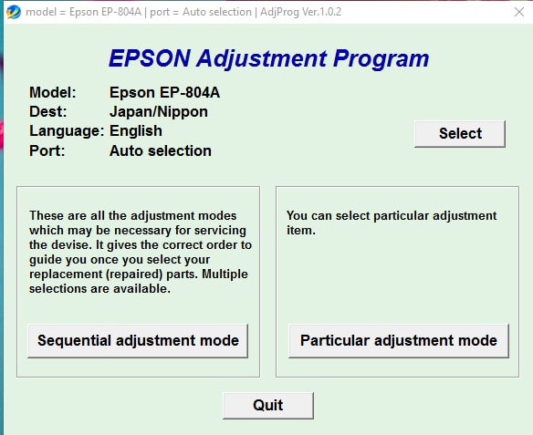 Epson EP-804 Adjustment