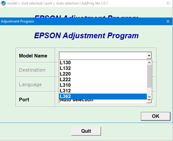 Epson L132/L222/L312/L362/L366 Adjustment