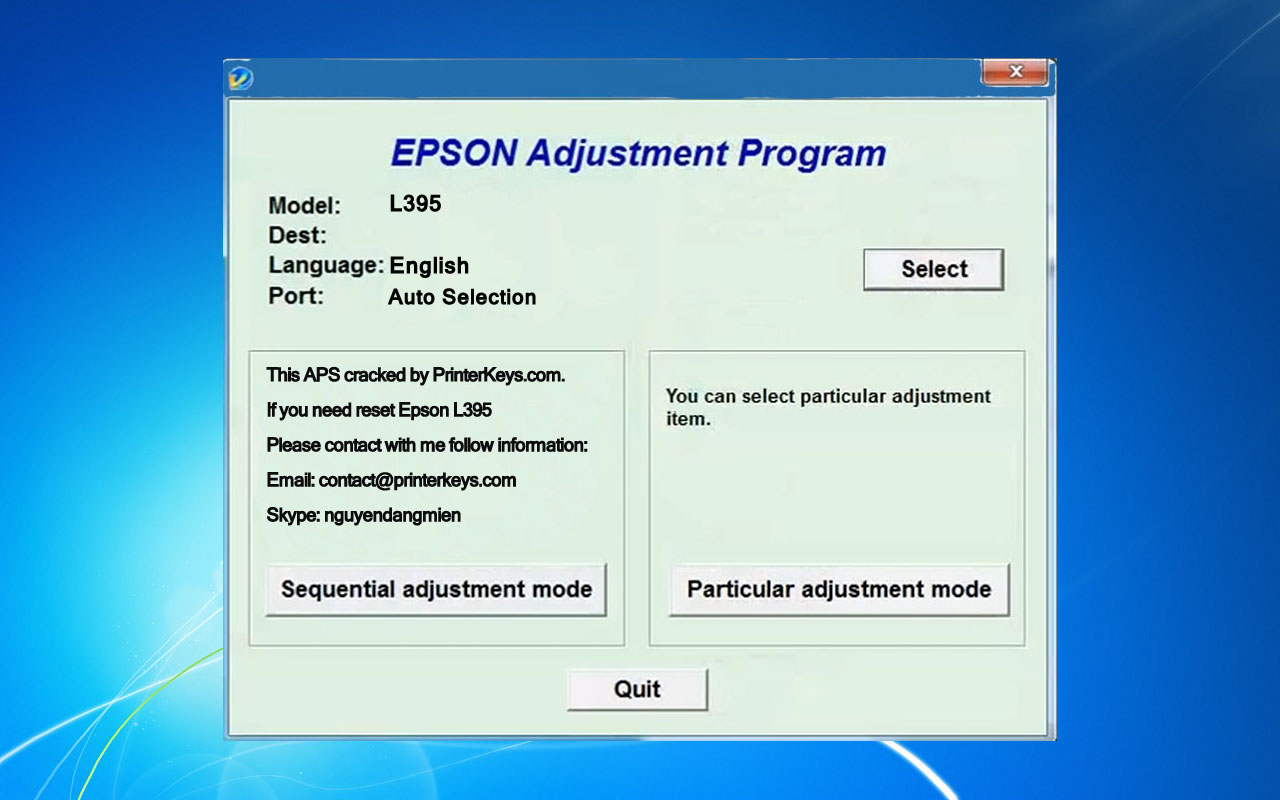 Epson L395 Adjustment Program