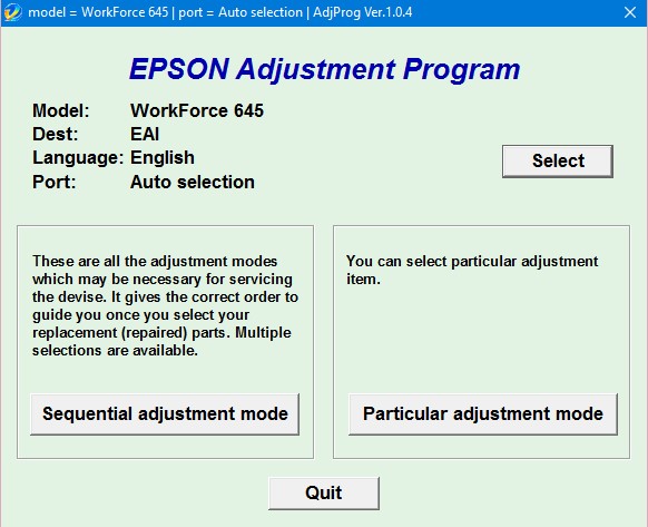 Epson WF 645 Adjustment Program