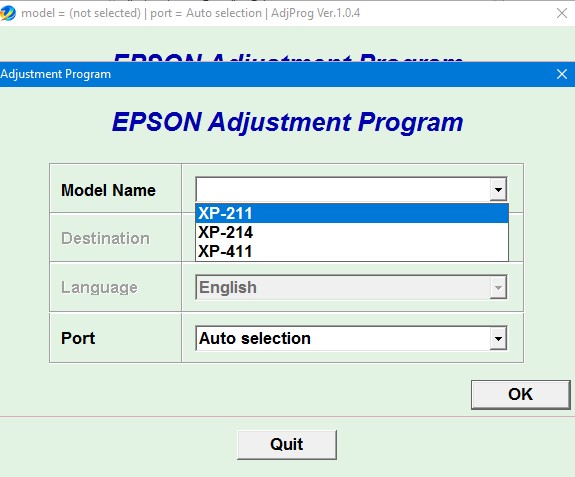 Epson XP 211, 214, 411 Adjustment Program